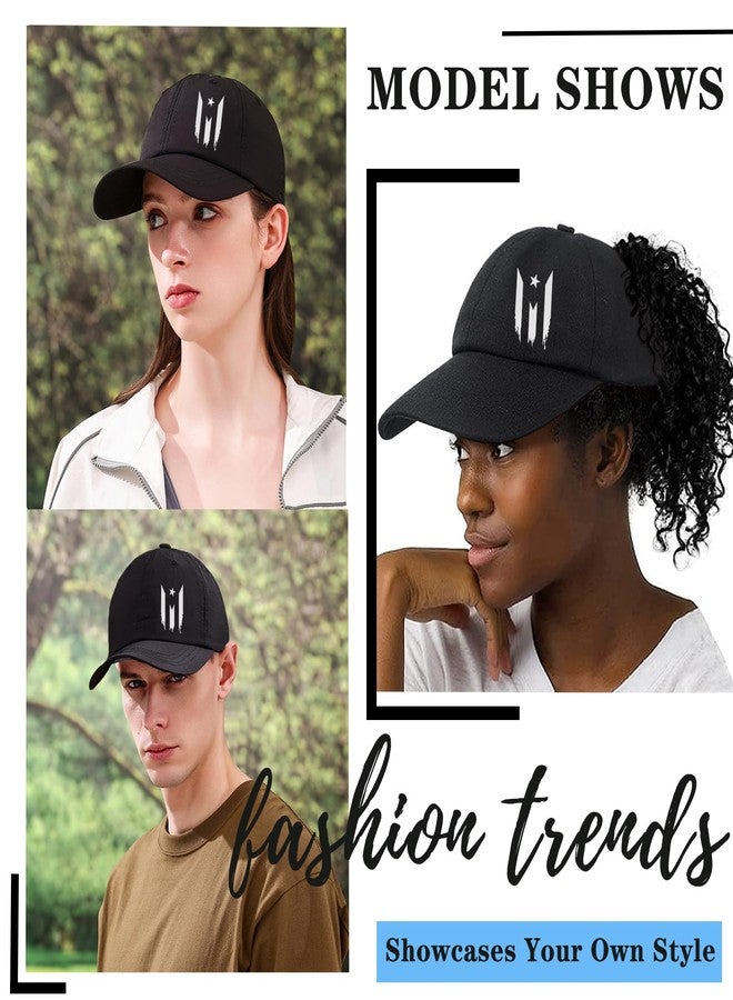 viofre Mens Hat Baseball Hats for Mens Snapback Hats for Men Black Baseball Cap Puerto Rico Flag Hats for Women Cotton Fitted Trucker Adjust Hiphop Flat Bill Hat for Men Gifts Fishing Dad Hat - Image 3